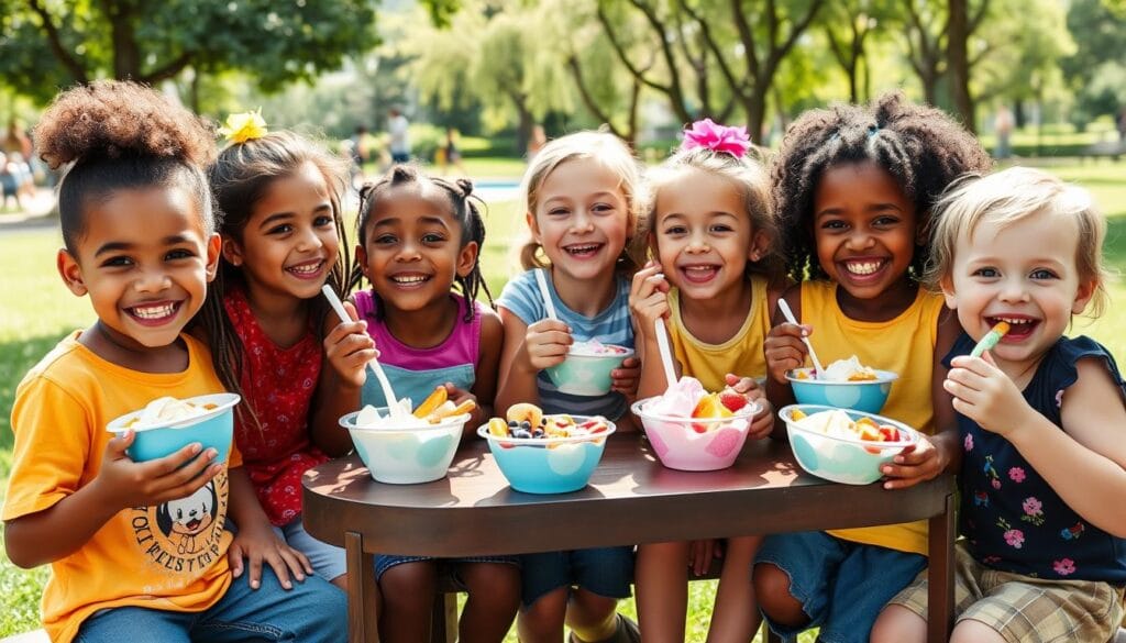 Kids Enjoying Yogurt Snacks