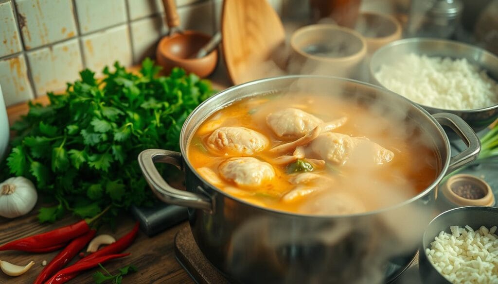 Spicy Chicken Broth Preparation